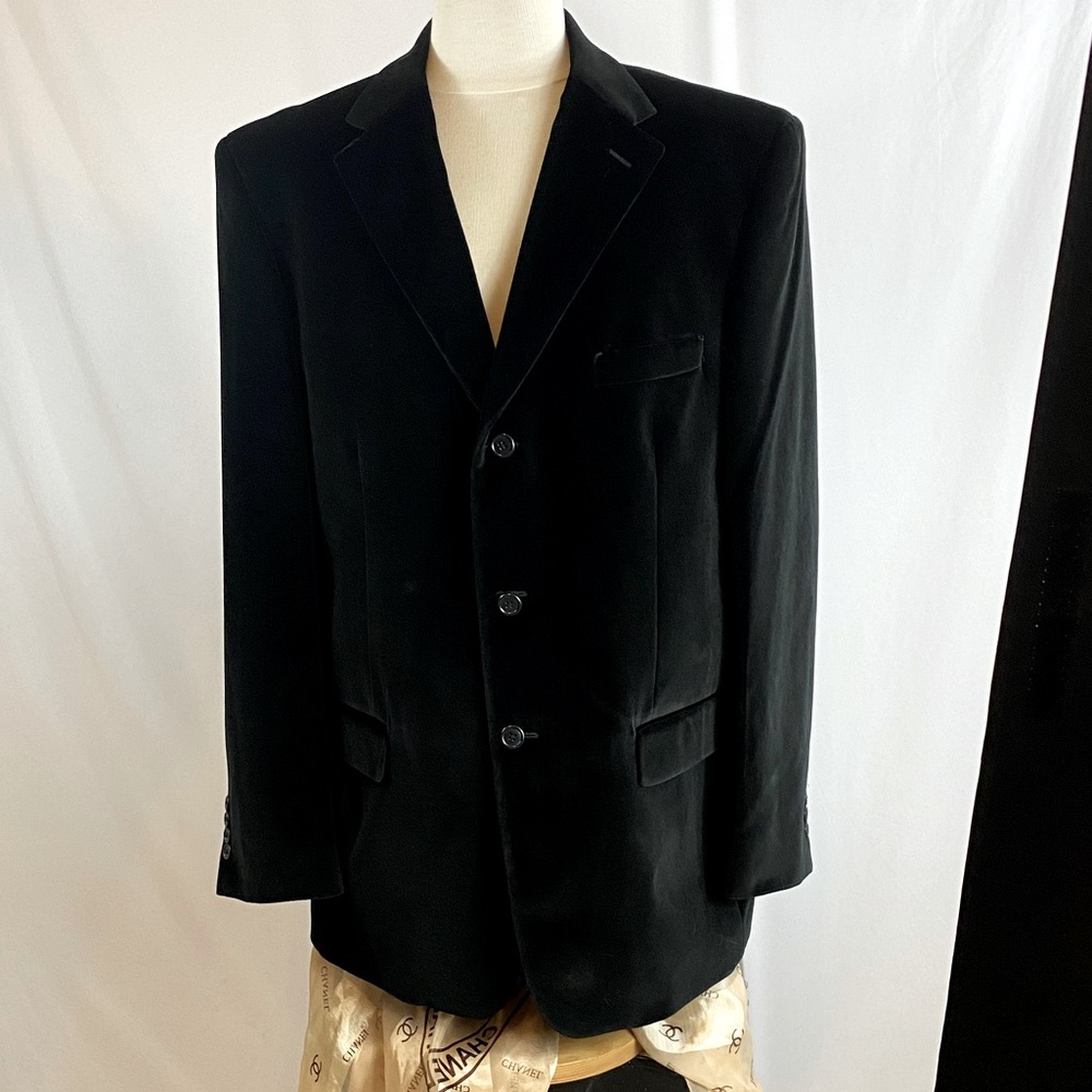 Pronto-Uomo Mens Luxury Black Velveteen Blazer Like New - Picture 2 of 12
